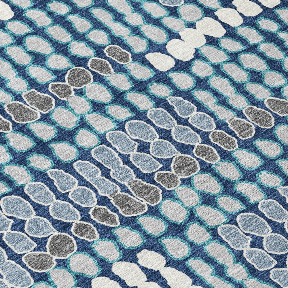 8' X 10' Navy Blue And Blue Geometric Washable Indoor Outdoor Area Rug HomeRoots
