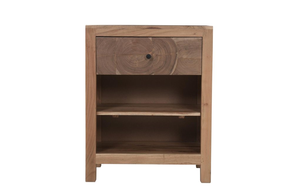 30" Natural Solid Wood Square Live Edge One Drawer Nightstand — view 2