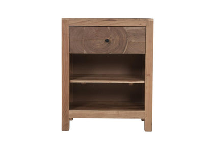 30" Natural Solid Wood Square Live Edge One Drawer Nightstand HomeRoots