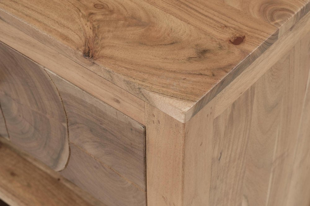 30" Natural Solid Wood Square Live Edge One Drawer Nightstand — view 7