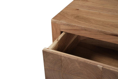 30" Natural Solid Wood Square Live Edge One Drawer Nightstand HomeRoots