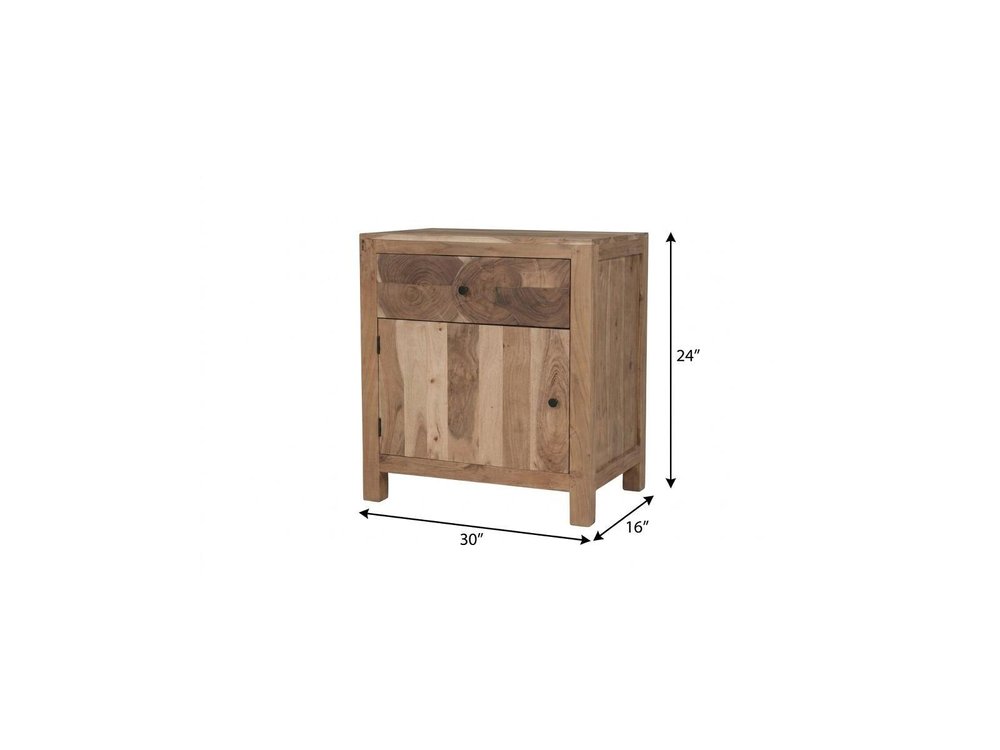 30" Natural Solid Wood Live Edge One Drawer Nightstand — view 10