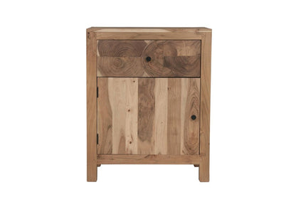 30" Natural Solid Wood Live Edge One Drawer Nightstand