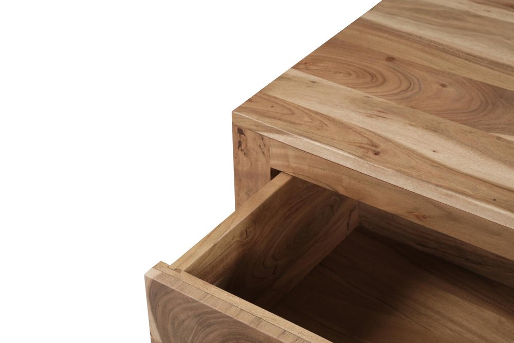 30" Natural Solid Wood Live Edge One Drawer Nightstand — view 4
