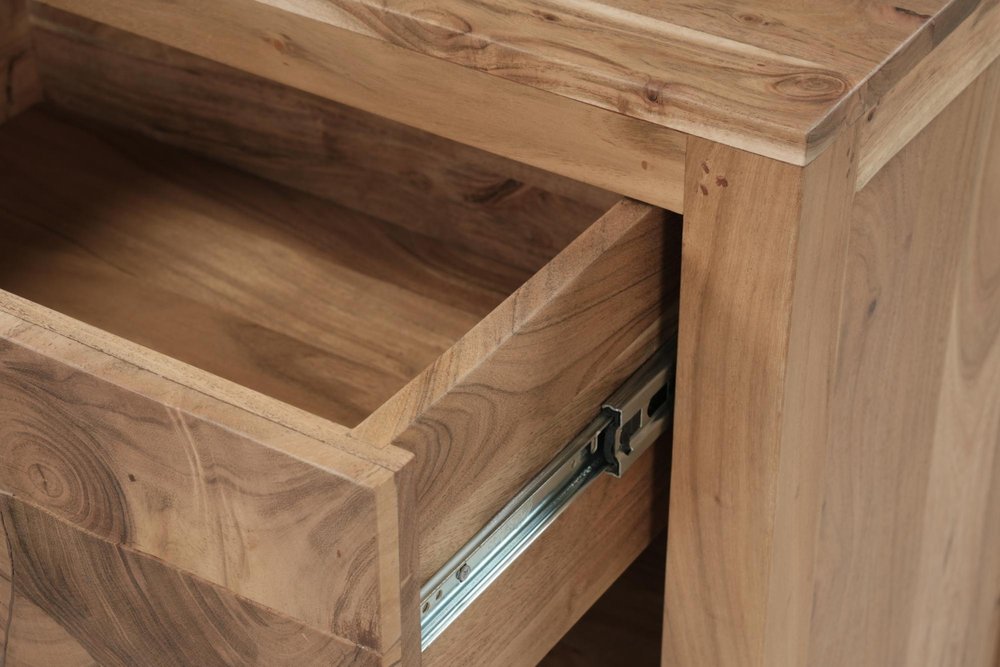 30" Natural Solid Wood Live Edge One Drawer Nightstand — view 8