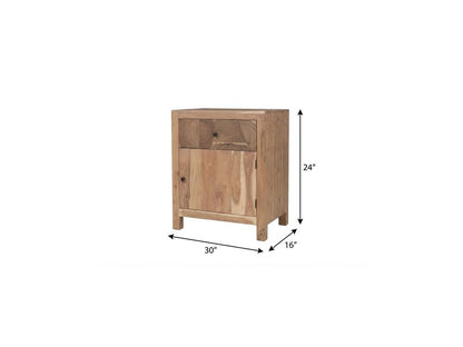 30" Natural Solid Wood Square One Drawer Nightstand HomeRoots
