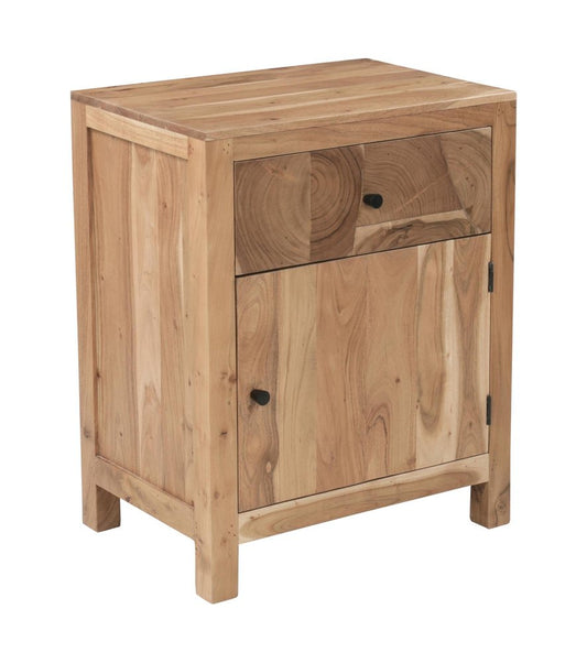 30" Natural Solid Wood Square One Drawer Nightstand