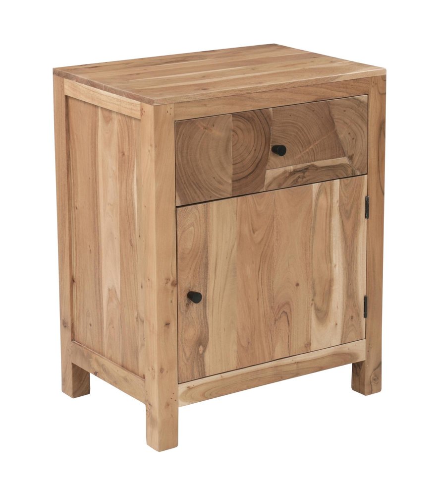30" Natural Solid Wood Square One Drawer Nightstand — view 3