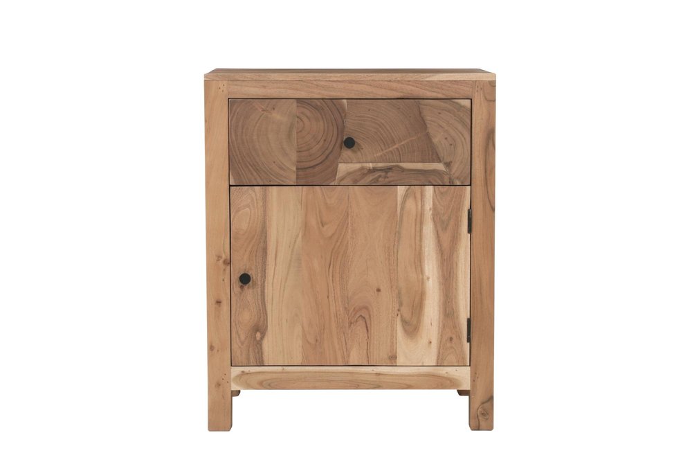 30" Natural Solid Wood Square One Drawer Nightstand — view 2