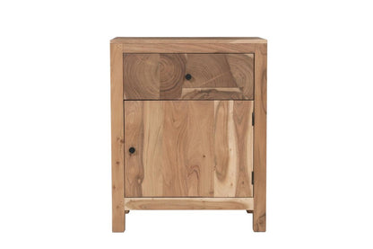 30" Natural Solid Wood Square One Drawer Nightstand HomeRoots