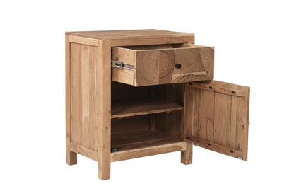 30" Natural Solid Wood Square One Drawer Nightstand HomeRoots