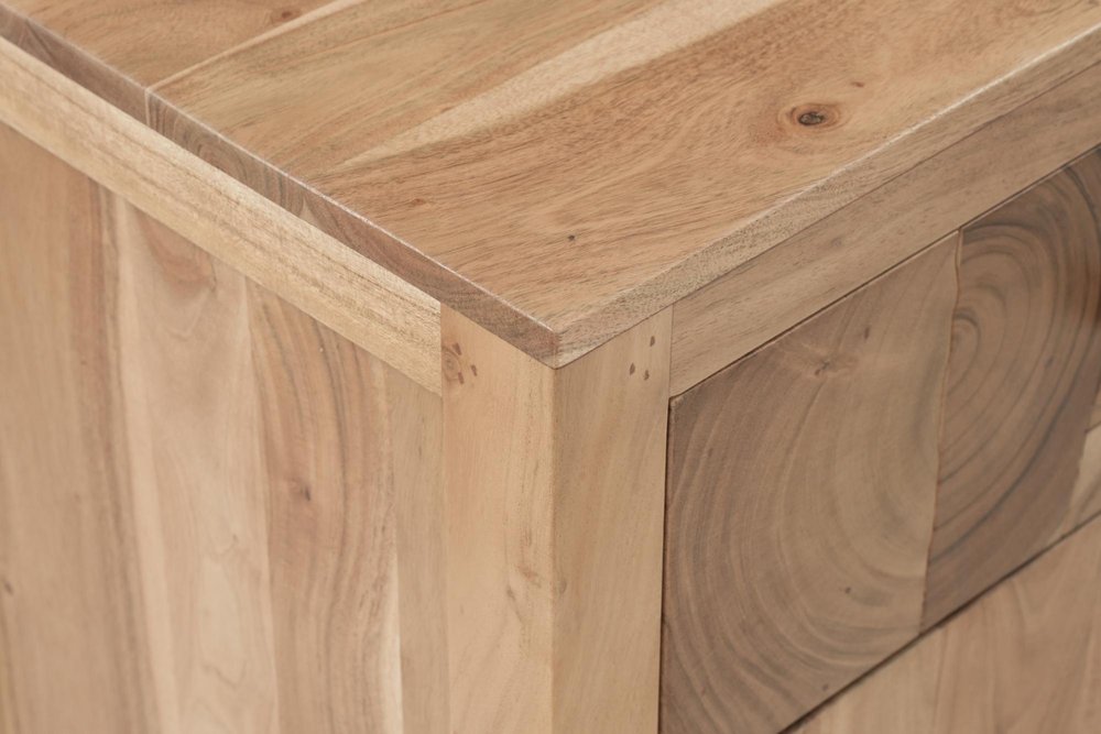 30" Natural Solid Wood Square One Drawer Nightstand — view 7