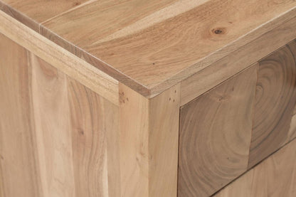 30" Natural Solid Wood Square One Drawer Nightstand