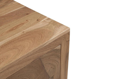 30" Natural Solid Wood Square One Drawer Nightstand