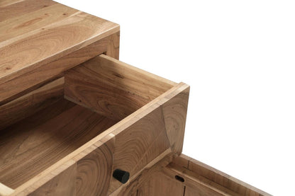 30" Natural Solid Wood Square One Drawer Nightstand HomeRoots