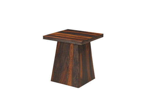 23" Dark Brown Solid Wood Square Pedestal End Table HomeRoots