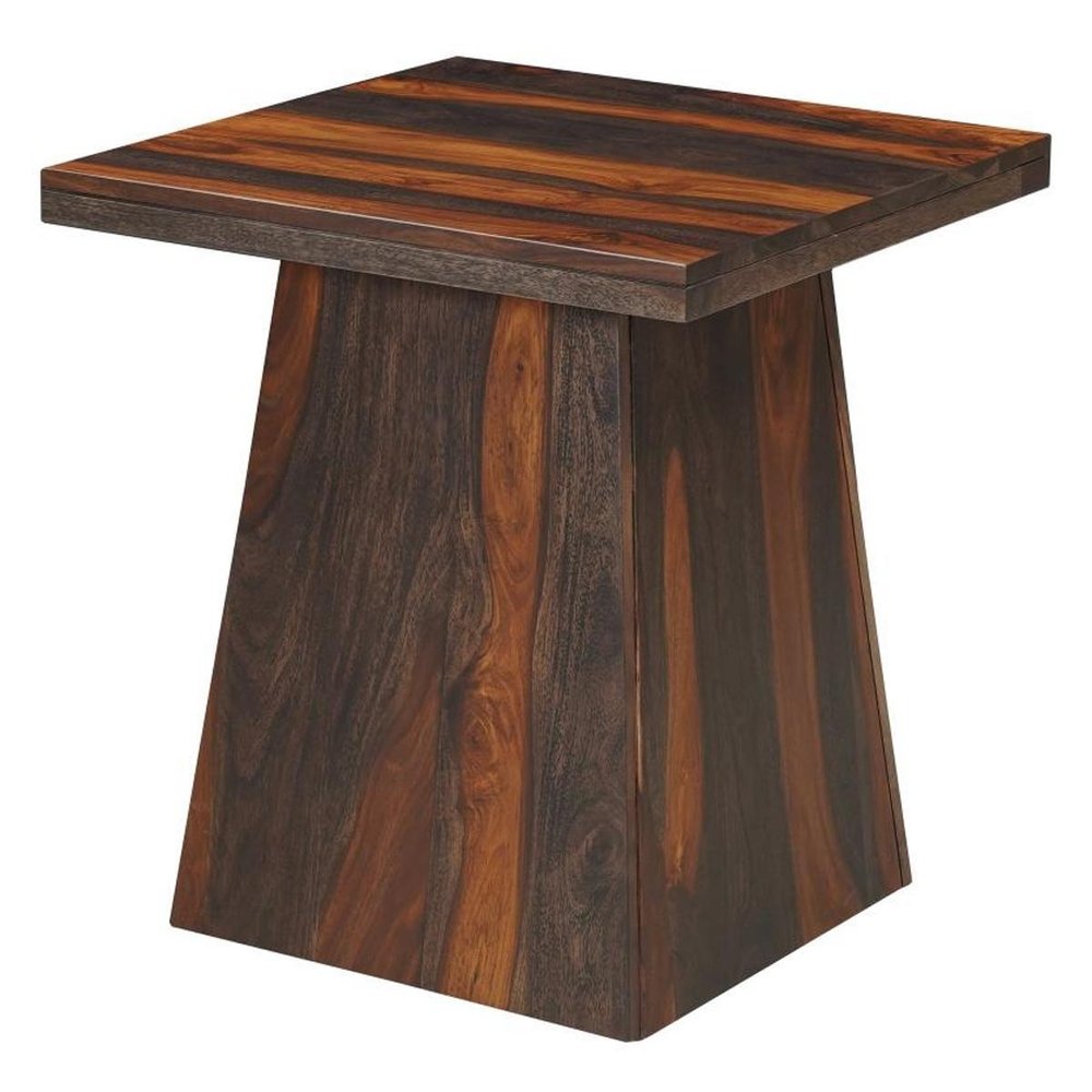 23" Dark Brown Solid Wood Square Pedestal End Table — view 6
