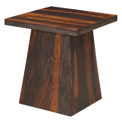 23" Dark Brown Solid Wood Square Pedestal End Table