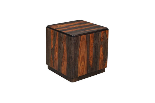 22" Dark Brown Solid Wood Square Block End Table