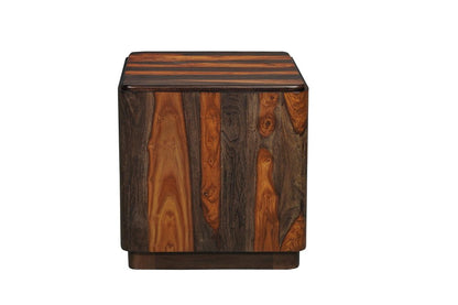 22" Dark Brown Solid Wood Square Block End Table HomeRoots