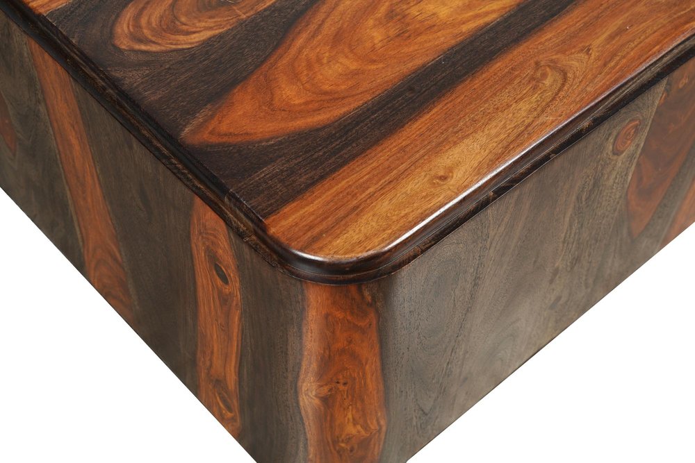 22" Dark Brown Solid Wood Square Block End Table — view 4