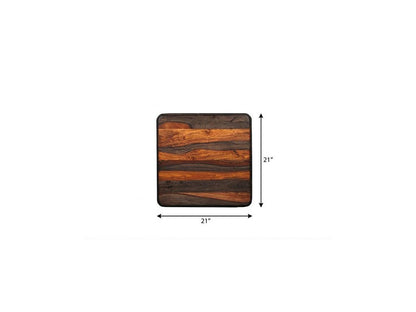 22" Dark Brown Solid Wood Square Block End Table HomeRoots