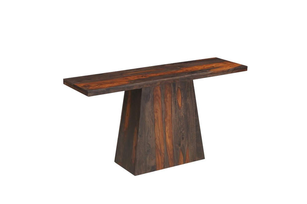 57" Mahogany and Dark Brown Solid Wood Pedestal Console Table HomeRoots