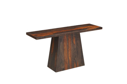 57" Mahogany and Dark Brown Solid Wood Pedestal Console Table HomeRoots