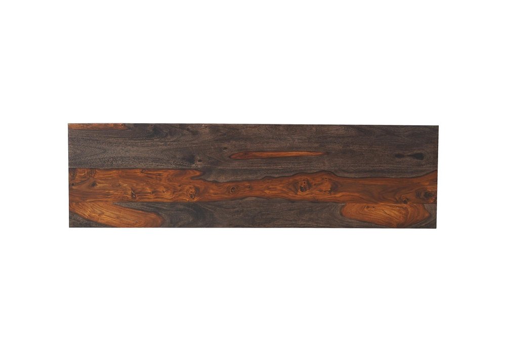57" Mahogany and Dark Brown Solid Wood Pedestal Console Table — view 4