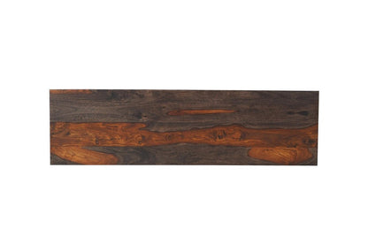 57" Mahogany and Dark Brown Solid Wood Pedestal Console Table HomeRoots