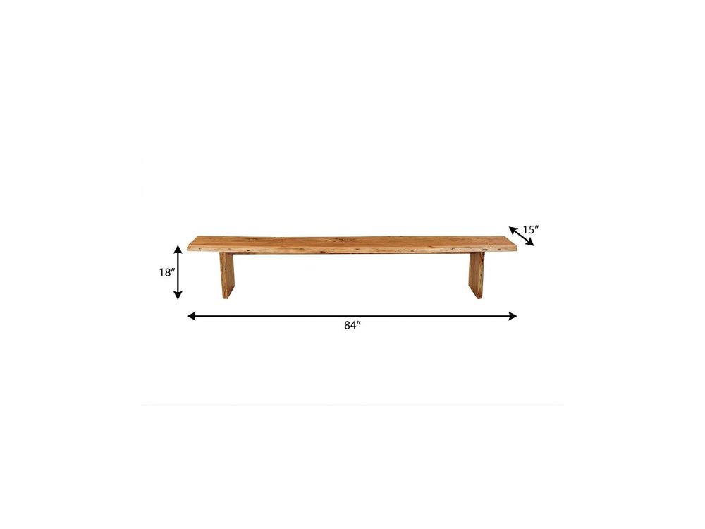 84" Brown Solid Wood Live Edge Dining Bench — view 6