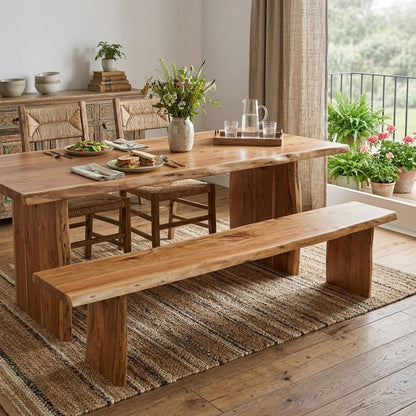 84" Brown Solid Wood Live Edge Dining Bench HomeRoots