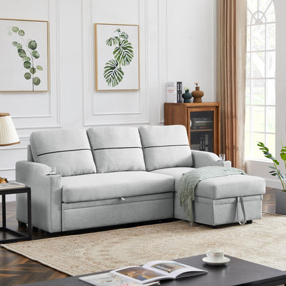 Leisure Pull-out Storage Sofa Chaise Longue Corner Broaching Bed for Living Room