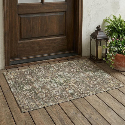 3' X 5' Chocolate And Brown Floral Medallion Washable Indoor Outdoor Area Rug HomeRoots
