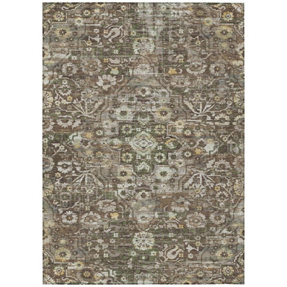 5' X 8' Chocolate And Brown Floral Medallion Washable Indoor Outdoor Area Rug HomeRoots