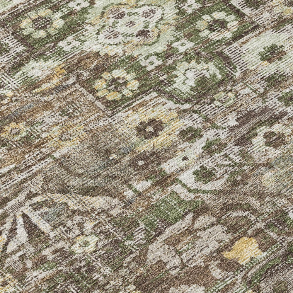 8' X 10' Chocolate And Brown Floral Medallion Washable Indoor Outdoor Area Rug — view 3
