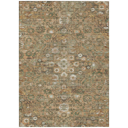3' X 5' Copper And Orange Floral Medallion Washable Indoor Outdoor Area Rug HomeRoots