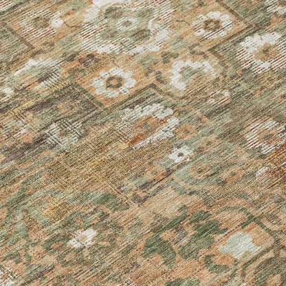 8' Copper And Orange Round Floral Medallion Washable Indoor Outdoor Area Rug HomeRoots