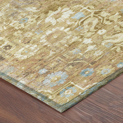 5' X 8' Gold And Copper Floral Medallion Washable Indoor Outdoor Area Rug HomeRoots