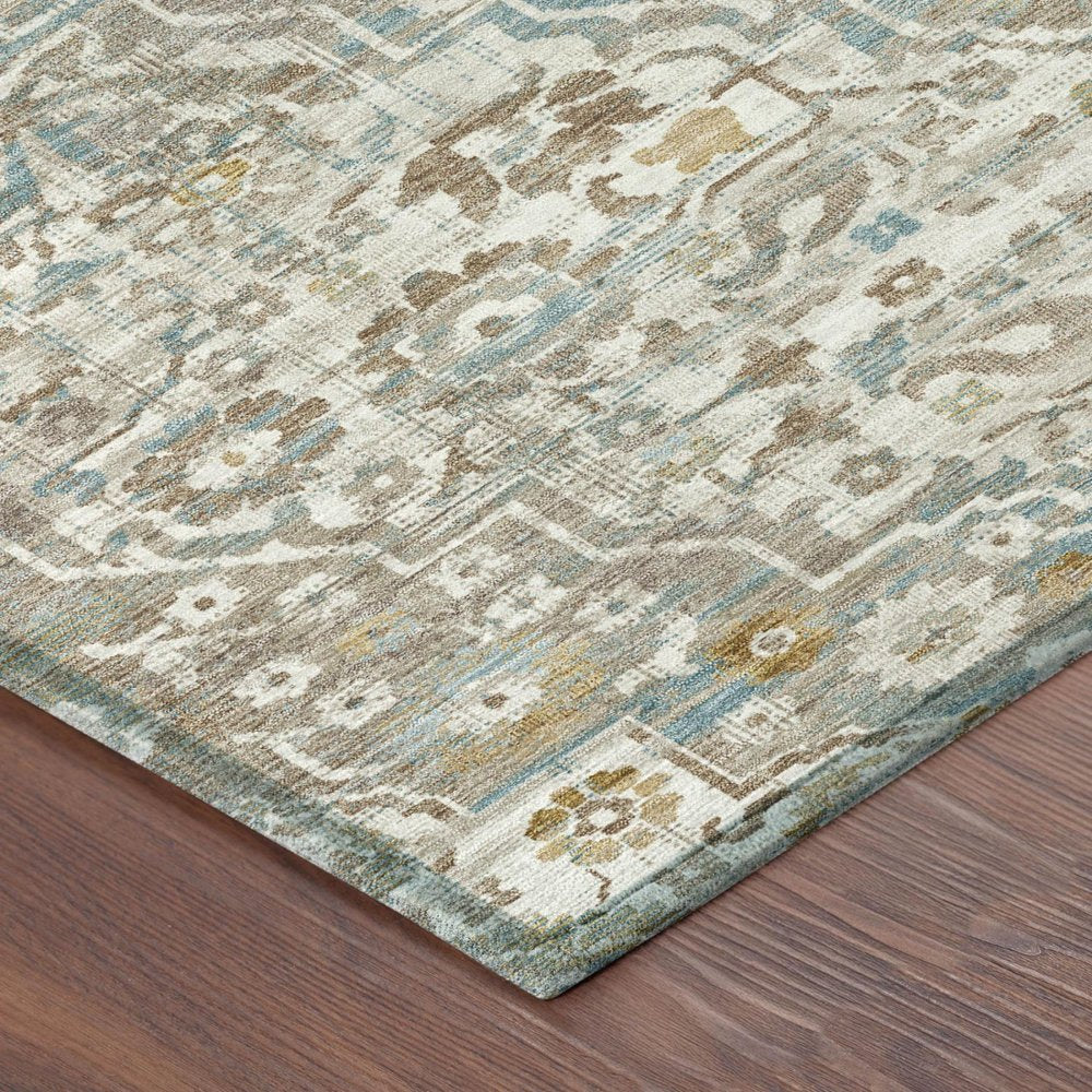 8' X 10' Ivory And Pewter Floral Medallion Washable Indoor Outdoor Area Rug HomeRoots