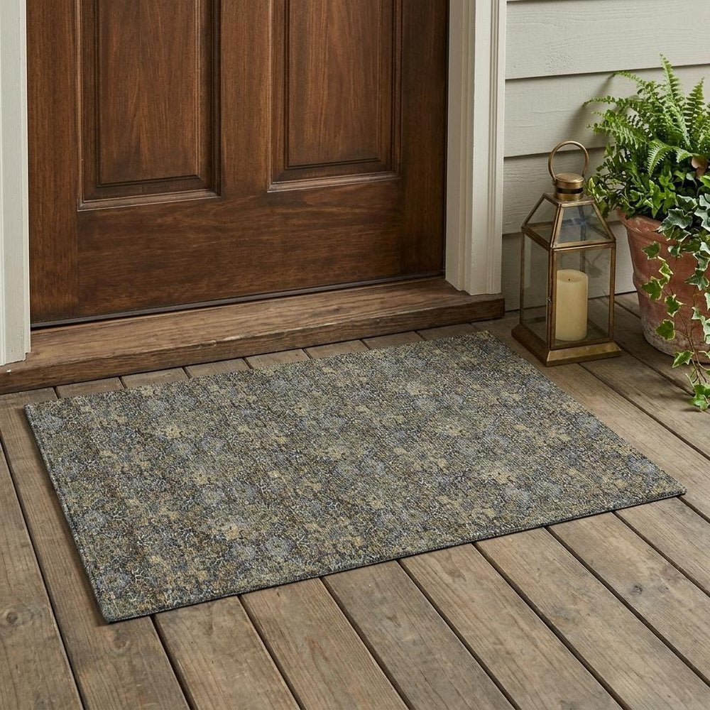 3' X 5' Black And Coffee Damask Washable Indoor Outdoor Area Rug — view 5