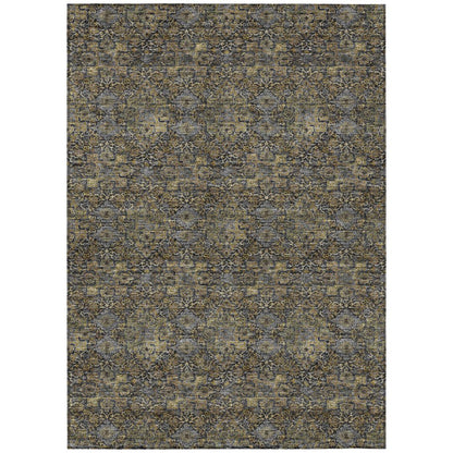 5' X 8' Black And Coffee Damask Washable Indoor Outdoor Area Rug HomeRoots