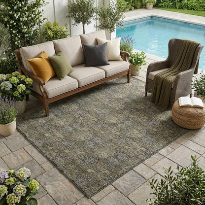 5' X 8' Black And Coffee Damask Washable Indoor Outdoor Area Rug HomeRoots