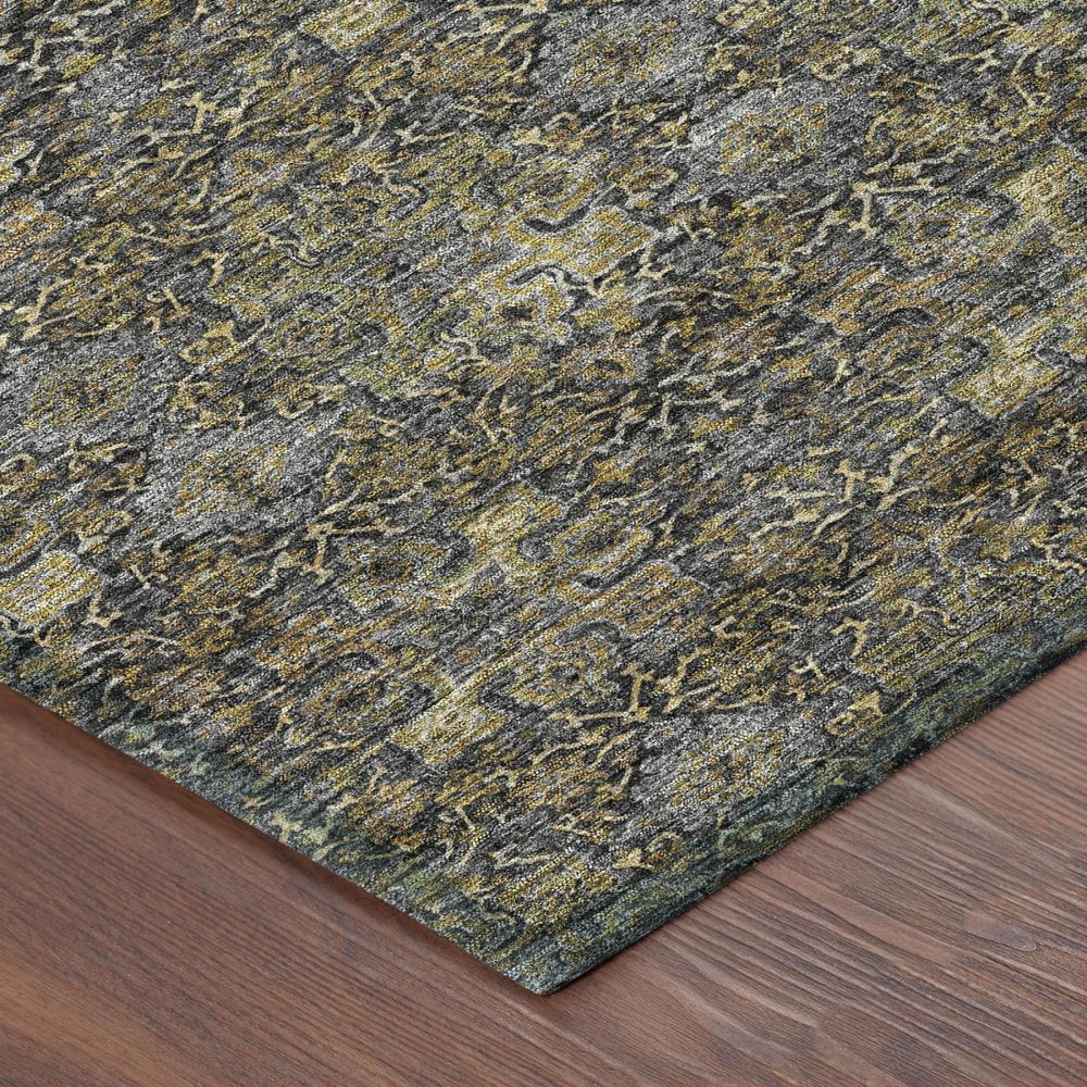 8' X 10' Black And Coffee Damask Washable Indoor Outdoor Area Rug HomeRoots
