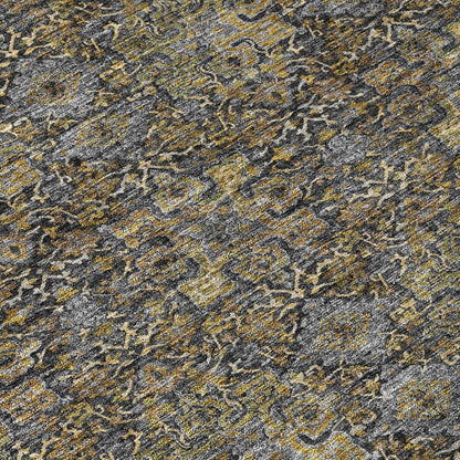 8' X 10' Black And Coffee Damask Washable Indoor Outdoor Area Rug HomeRoots