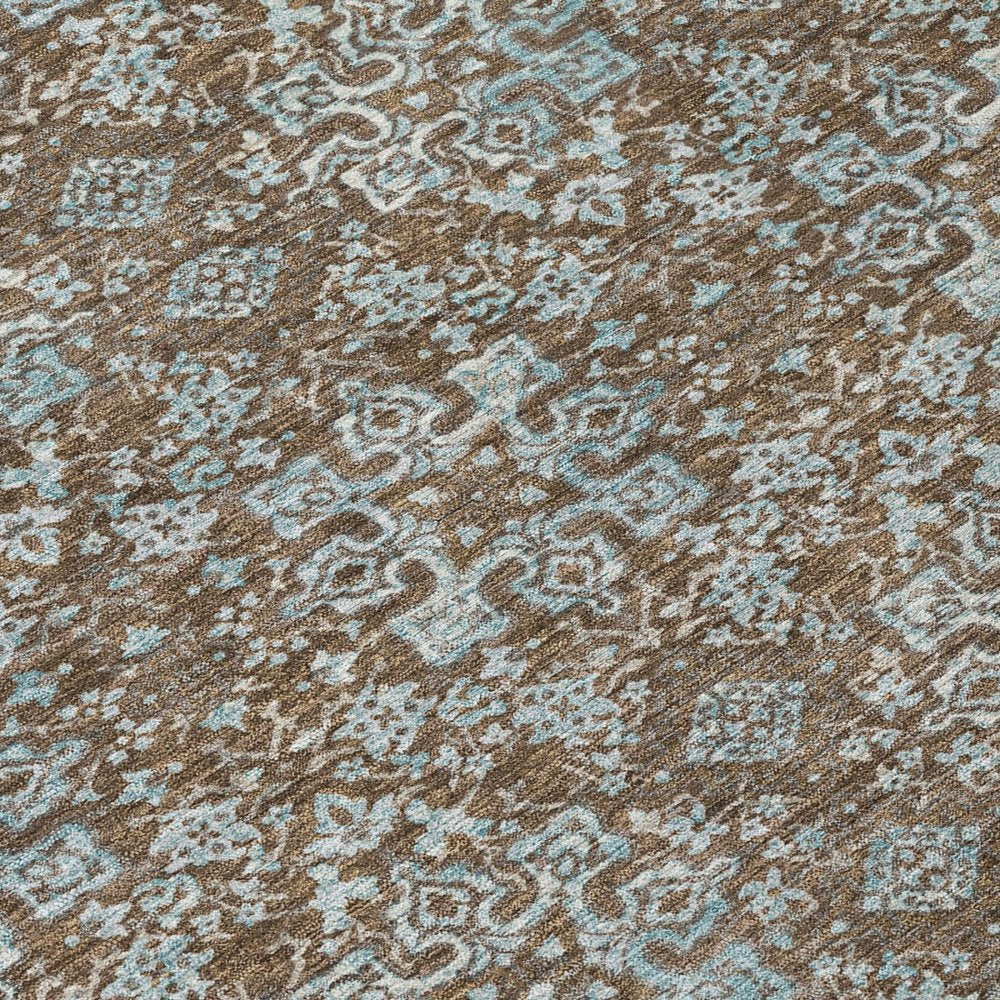 10' X 14' Chocolate And Brown Damask Washable Indoor Outdoor Area Rug HomeRoots