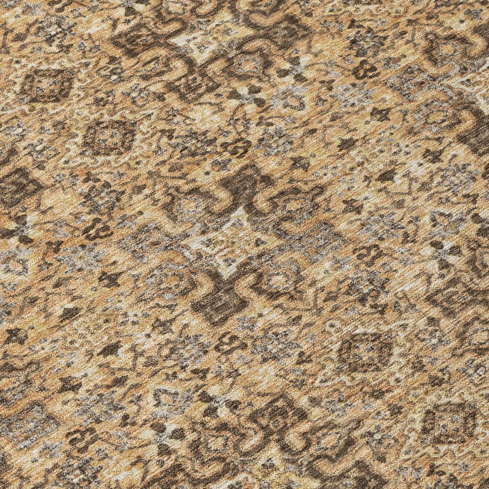 8' X 10' Copper And Orange Damask Washable Indoor Outdoor Area Rug — view 3