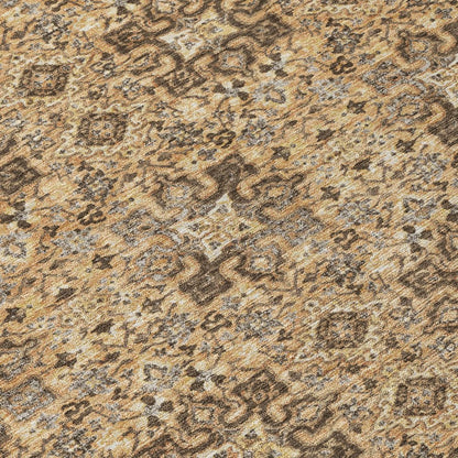 8' X 10' Copper And Orange Damask Washable Indoor Outdoor Area Rug HomeRoots