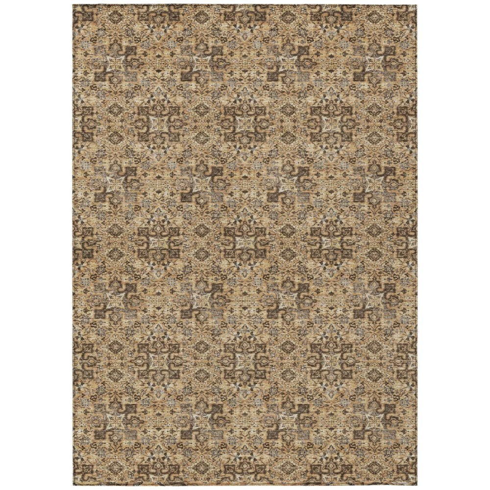 10' X 14' Copper And Orange Damask Washable Indoor Outdoor Area Rug HomeRoots