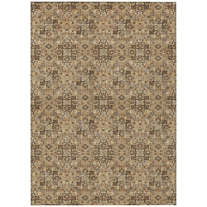 10' X 14' Copper And Orange Damask Washable Indoor Outdoor Area Rug HomeRoots